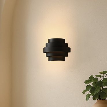 VK Lighting Aleria - wandlamp - Ø 37 x 26 cm - 3 stappen dimbaar - 11W LED incl. - zwart