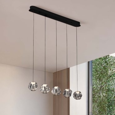 Nova Luce Ifos - hanglamp - 10 x 150 x 84 cm - 25W dimbare LED incl. - zandzwart en chroomkleurig metaal