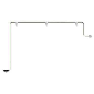 Creative Cables Eiva - draagbare lichtslinger - 4,9 meter totale lengte - 3 x Eiva 2-way E27-fitting met siliconen kabelhouder - IP65 - groen &amp; wit