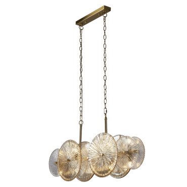 Searchlight Wagon - hanglamp - 90 x 16 x 120 cm - goud, transparant en amber