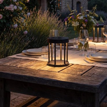 Lucide Jackson - tafellamp met dag- nachtsensor op zonne-energie - Ø 16 x 18 cm - 2W dimbare LED incl. - IP54 - zwart