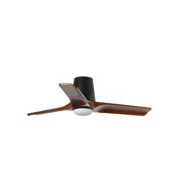 Faro Heywood Tub S - plafondventilator met licht en afstandsbediening - Ø 90 x 23,2 cm - mat zwart en donker walnoot