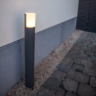 Lutec Cyra - tuinpaal - Ø 7,8 x 65 cm - 8W LED incl. - IP54 - donkergrijs