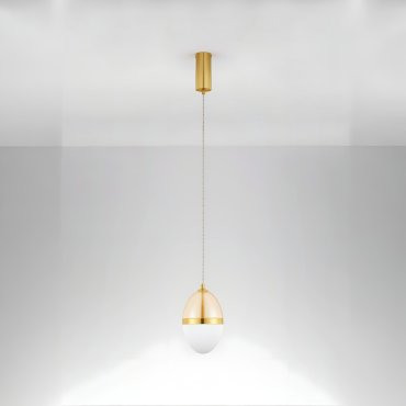 Nova Luce Egna - hanglamp - Ø 15 x 120 cm - 20W LED incl. - opaal, cognacglas en goud