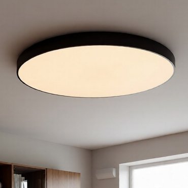 Lucide Unar - plafondverlichting - Ø 80 x 5 cm - 80W dimbare LED incl. - 3 stappen dimmer - zwart