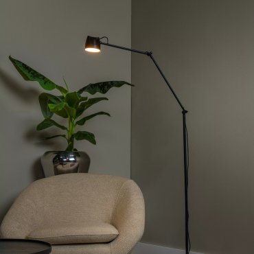 Lucide Milne - vloerlamp met touch dimmer - 143 cm - 8W dimbare LED incl. - zwart