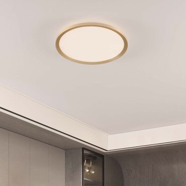Nova Luce Aoton - plafondlamp - Ø 40 x 5 cm - 35W dimbare LED incl. - geborsteld goud