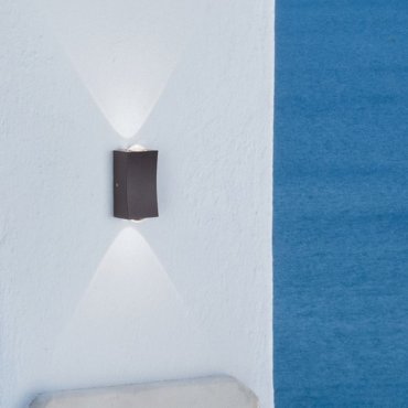 Nova Luce Dewei - buiten wandverlichting - 5 x 9 x 4 cm - 2x 2W LED incl. - IP54 - donker antraciet