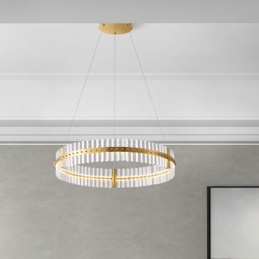 Nova Luce Kezo - hanglamp - Ø 78 x 130 cm - 56W dimbare LED incl. - goud