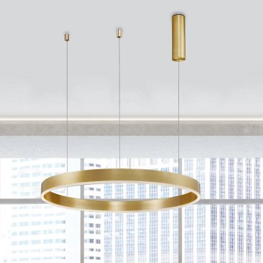 Nova Luce Motif - hanglamp - Ø 80 x 120 cm - 50W LED met dimfunctie via afstandsbediening incl. - messing goud