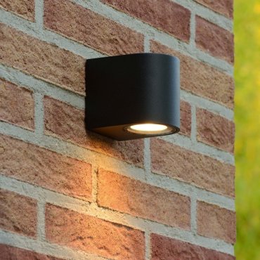 Lucide Zora Round 1 - buiten wandlamp  - 6,5 x 9 x 8 cm - 5W dimbare LED incl. - IP44 - zwart