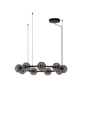 Nova Luce Las - hanglamp - Ø 91 x 160 cm - 91W dimbare LED incl. - zandzwart, goud en rokerig grijs
