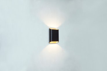 Artdelight Diaz Small - wandverlichting - 4 x 10 x 15 cm - 2 x 3W LED incl. - IP54 - zwart met goud
