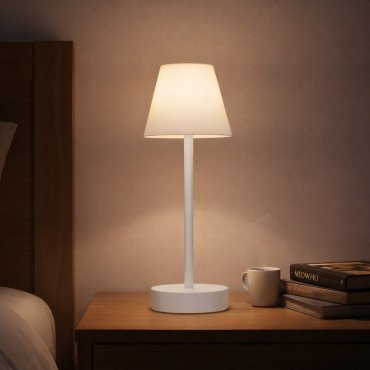 New Garden Lola Slim 30 - oplaadbare tafellamp met touch dimmer - Ø 11 x 32 cm - 1,9W dimbare LED incl. - IP44 - wit - witte lichtkleur