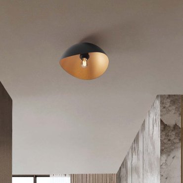 Nova Luce Opsi - plafondlamp - Ø 30 x 15 cm - zandzwart en goud