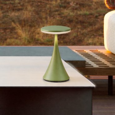 Nova Luce Elbo - oplaadbare tafellamp buiten - Ø 9 x 17 cm - 2W dimbare LED incl. - IP54 - olijfgroen