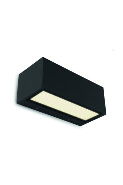 Lutec Gemini - buiten wandlamp - 22 x 10 x 8  cm - 21W LED incl. - IP54 - zwart - warm wit