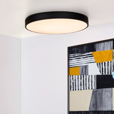 Lucide Unar - plafondverlichting - Ø 50 x 5 cm - 36W dimbare LED incl. -  3 stappen dimmer - zwart