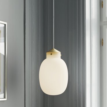 Design for the People Raito 22 - hanglamp - Ø 22,5 x 44,4 cm - wit en messing