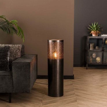 Vico Cylinder Nikkel - vloerlamp - Ø 25 x 90 cm - zwart nikkel