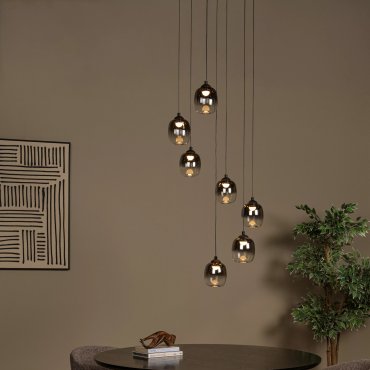 Lucide Tamino - hanglamp - Ø 52 x 186 cm - 7 x 7W dimbare LED incl. - zwart