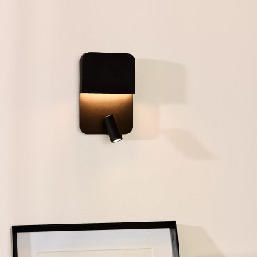 Lucide Boxer - wandlamp met USB-poort en schakelaar - 13 x 10 x 24 cm - 5W + 3W LED incl. - zwart
