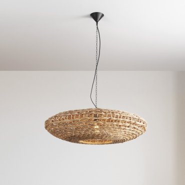Nova Luce Bola - hanglamp - Ø 81,5 x 200 cm - natuurlijk en zwart