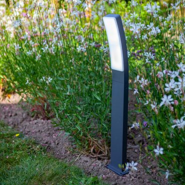 Lutec Kira - tuinpaal - 12 x 11,4 x 74 cm - 17,3W LED incl. - IP54 - donkergrijs - wit