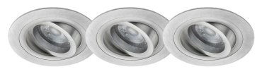 SHOWROOMMODEL -Energetic Brindisi - set van 3 - 6,7W dimbare LED incl. -  Ø 92 mm,  Ø 78 mm inbouwmaat - geborsteld aluminium (einde reeks)