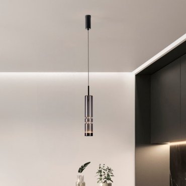 Nova Luce Bento - hanglamp - Ø 8 x 180 cm - 12W LED incl. - mat zwart en licht rokerig grijs