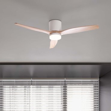 Nova Luce Aloa - plafondventilator met licht en afstandsbediening - Ø 132 x 27,5 cm - 18W LED incl. - zandwit en natuurlijk hout