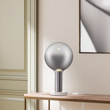 Nova Luce Nostos - tafellamp - Ø 20 x 35 cm - 3W dimbare LED incl. - rokerig glas en goud