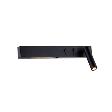 VK Lighting Bar - wandverlichting met rechtse leeslamp - 30 x 17 x 5 cm - 3W + 6W LED incl. - zwart
