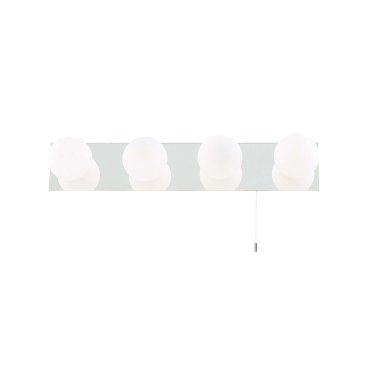 Searchlight Global - spiegellamp met trekschakelaar - 44 x 8 x 11 cm - 4 x 2,5W LED incl. - IP44 - wit en opaal