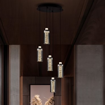 Nova Luce Lune - hanglamp - Ø 38 x 190 cm - 38W dimbare LED incl. - zandzwart en chroom