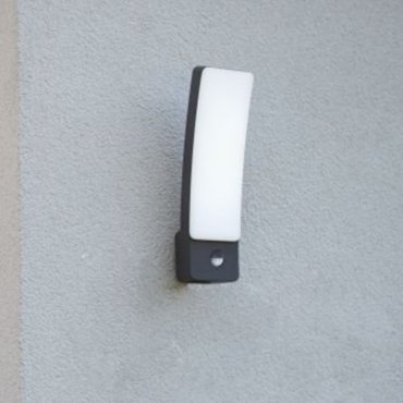 Lutec Kira - buiten wandverlichting met bewegingsmelder - 11 x 8,3 x 31,1 cm - 18W LED incl. - IP54 - donkergrijs - wit