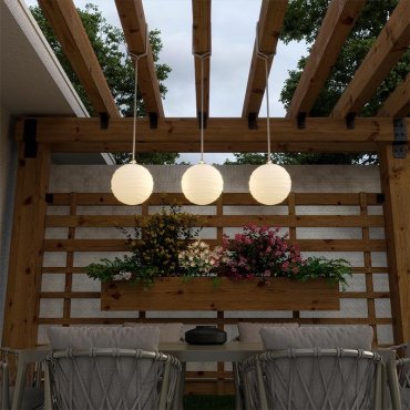 New Garden Sora - oplaadbare hanglamp op afstandsbediening - Ø 24,4 cm - LED incl. - IP65 - beige - RGB + witte lichtkleur