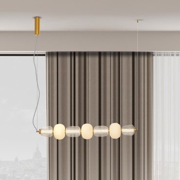 Nova Luce Movil - hanglamp - 110 x 125 x 17 cm - 42W dimbare LED incl. - goud, helder en opaal