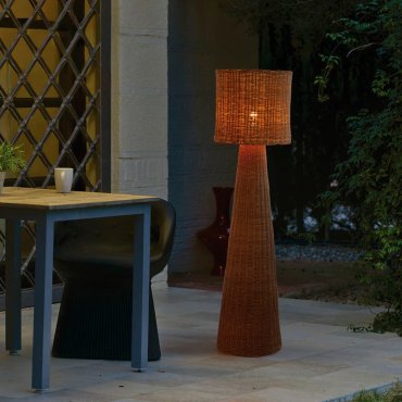 New Garden Grace 140 Nature - vloerlamp met oplaadbare lichtbron - Ø 37 x 137 cm - 9W LED incl. - dimbaar met afstandsbediening - IP54 - rotan