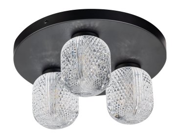 ETH Kristel - plafondlamp - Ø 32 x 15 cm - transparant en zwart
