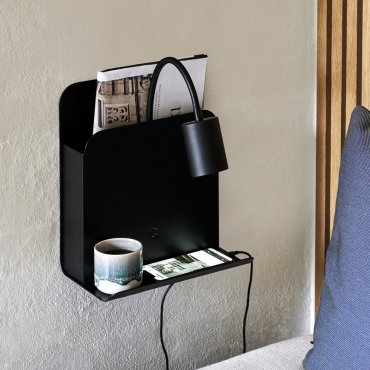 Nordlux Roomi - wandlamp met schakelaar en dubbele USB-poort - 16,5 x 24,8 x 28,2 cm - zwart
