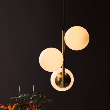 Nordlux Lilly - hanglamp - Ø 32 x 36,5 cm - messing en opaal wit