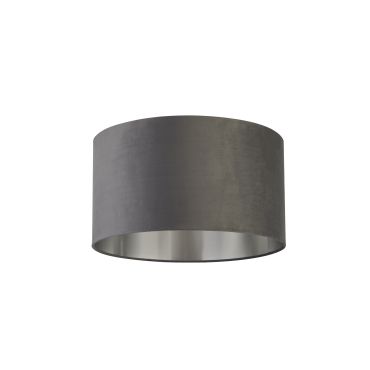 Searchlight Drum Shade - lampenkap - Ø 50 x 28 cm - donkergrijs en geborsteld zilver