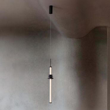 Nova Luce Stalactite - hanglamp - Ø 8 x 180 cm - 8W dimbare LED incl. - zandzwart