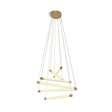 ONE Light Light Bars - hanglamp - Ø 63,5 x 150 cm - 65W LED incl. - geborsteld messing