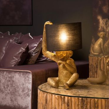 Lucide Extravaganza Chimp - tafellamp - Ø 30 x 45 cm - zwart en goud