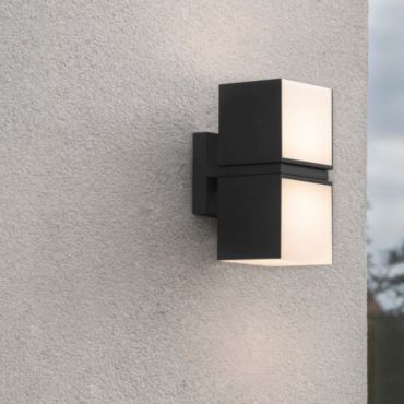 Lutec Cuba - buiten wand/plafondlamp - 10 x 14 x 21 cm - 2 x 12,2W LED incl. - IP54 - zwart