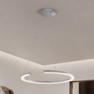 Nova Luce Elmo - hanglamp - Ø 64 x 125 cm - 48W dimbare LED incl. - chroom roestvrij staal