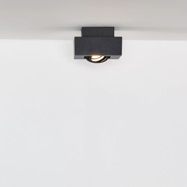 Lucide Xirax - opbouwspot 1L - 14 x 14 x 8,8 cm - 5W dimbare LED incl. - dim to warm - zwart