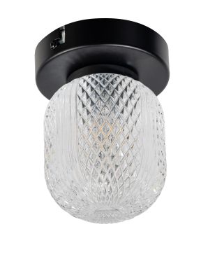 ETH Kristel - plafondlamp - Ø 12 x 15 cm - transparant en zwart